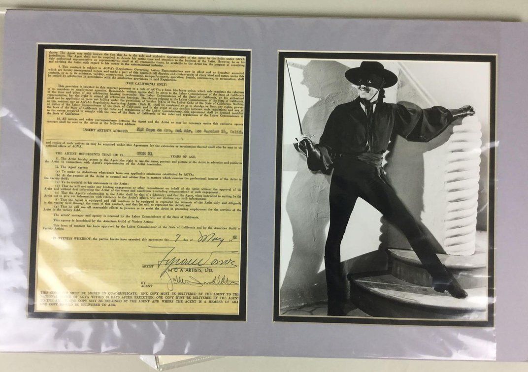 Tyrone Power (Zorro) Contract and picture