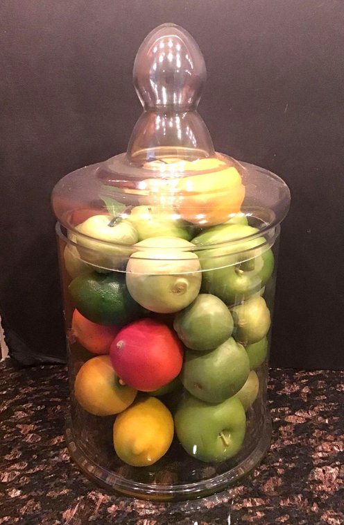 Glass Canister & Faux Fruit