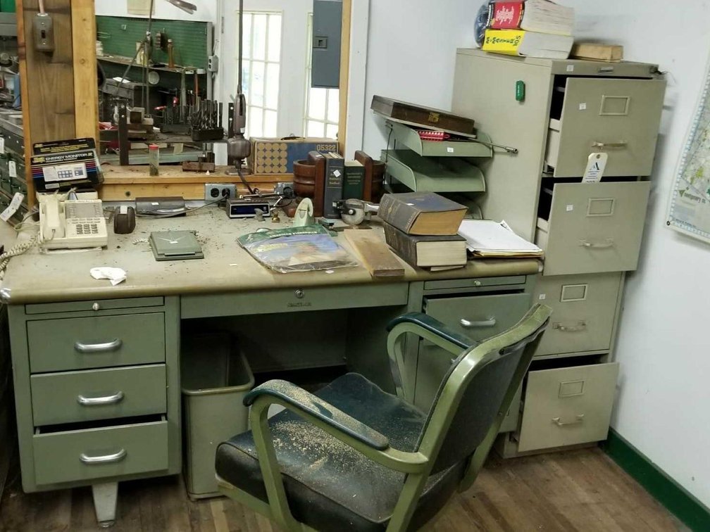 Metal Desk & Filing Cabinet