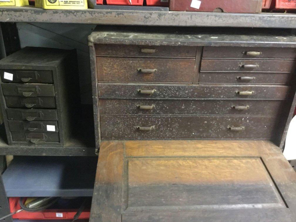 Vintage Wooden Tool Chest & Metal Drawers 