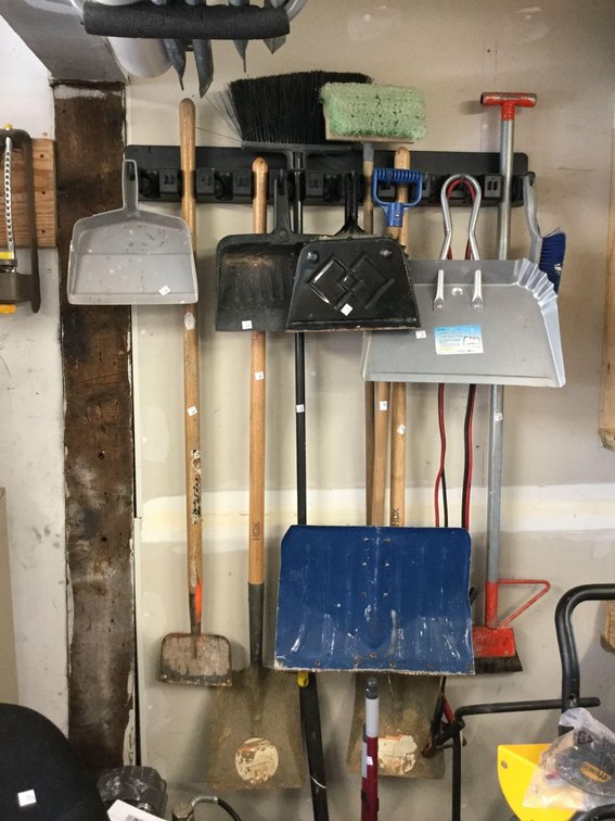 Grouping of Shovels, Brooms, Scrappers 