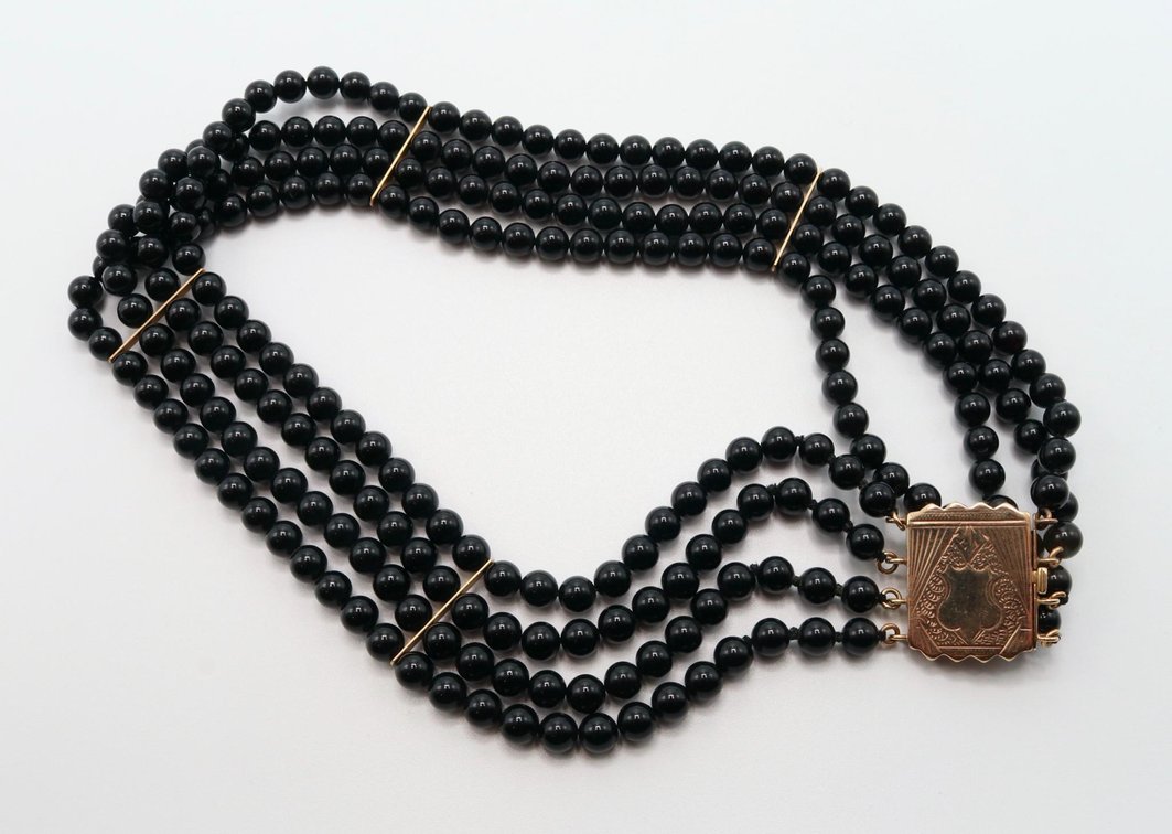 14k Gold and Onyx Victorian Choker