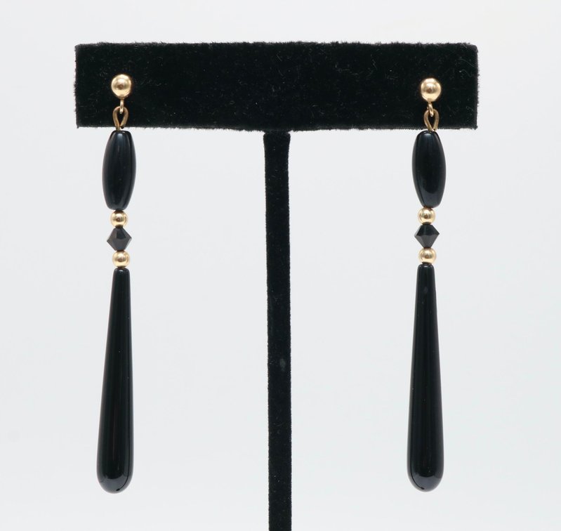 14k Gold and Onyx Earrings