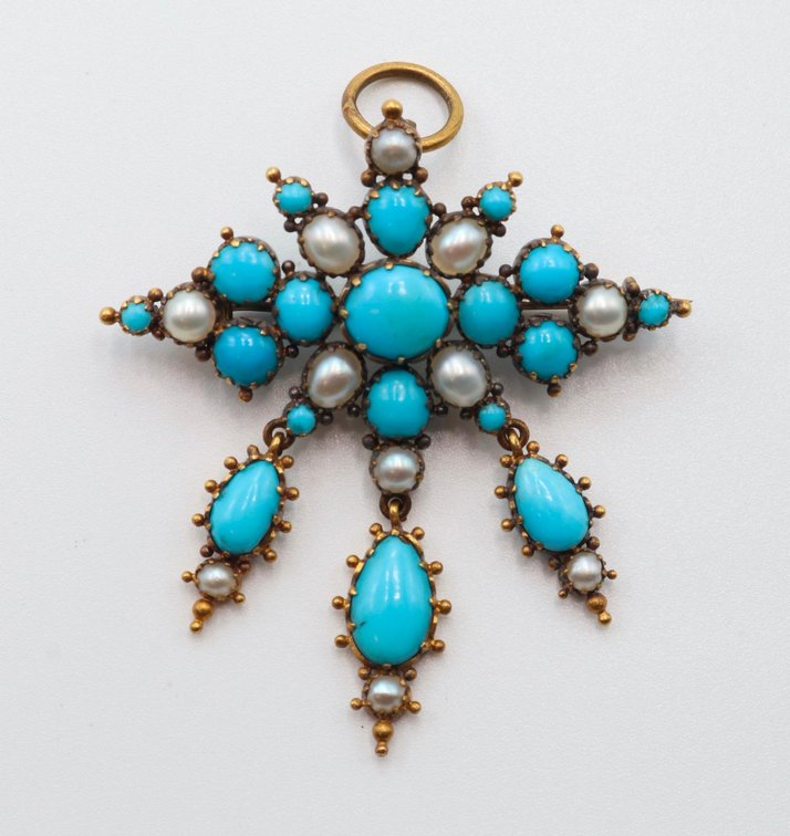 Vintage Turquoise and Pearl Pin/Pendant