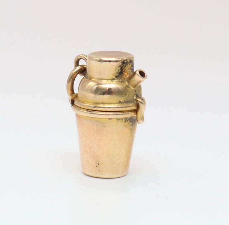 14k Gold Cocktail Shaker w/ Devil Charm