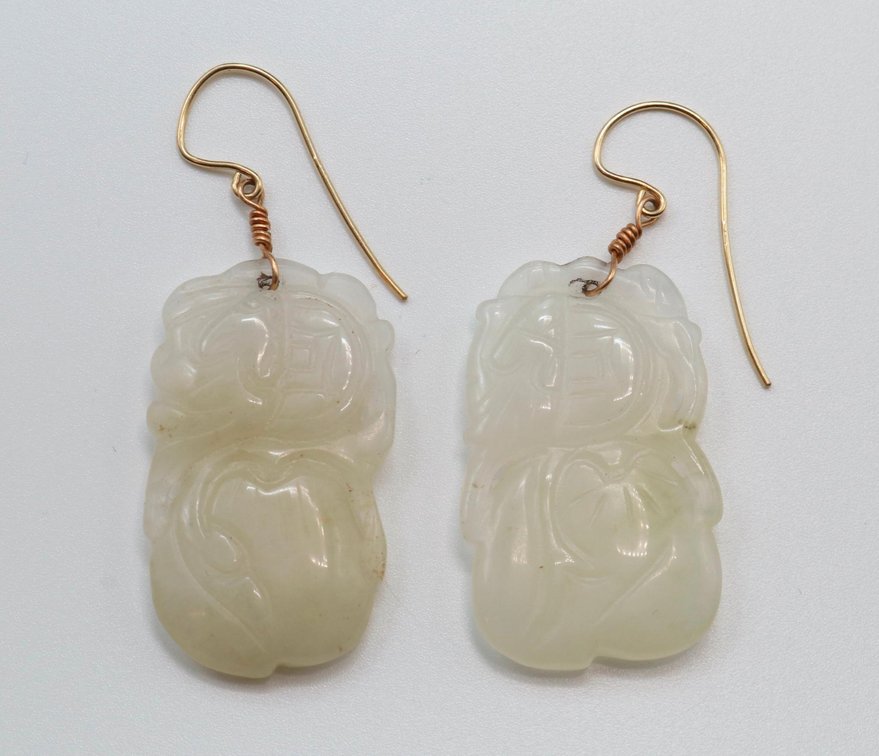 Carved White Quartz Earrings 
