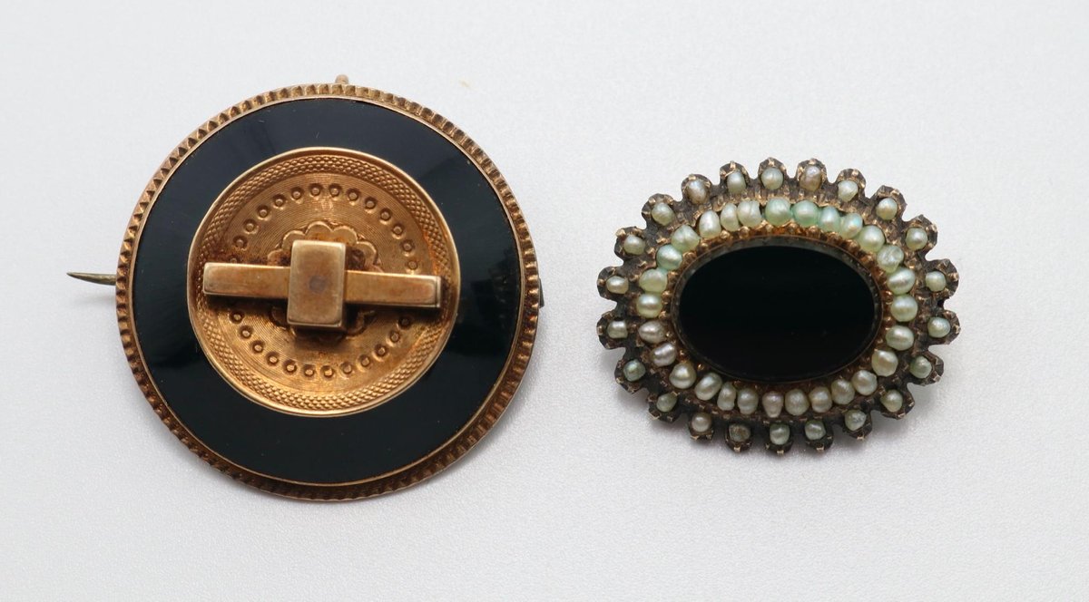 Complimenting Pair of Black Onyx Pin/Pendants