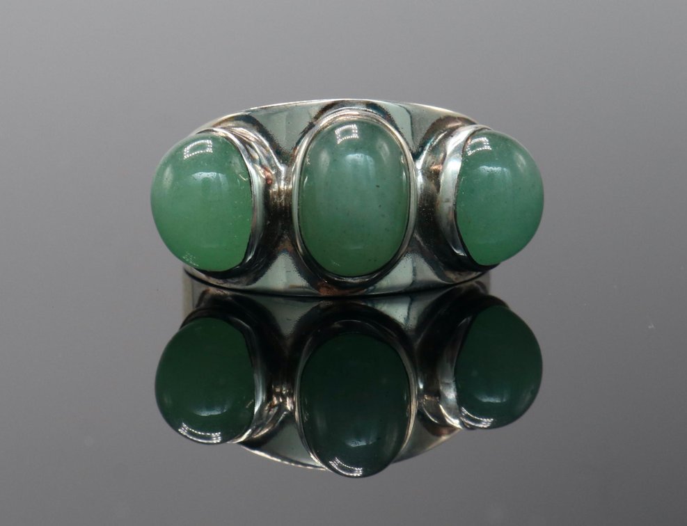 Sterling Silver Ring with Quartz Cabochon