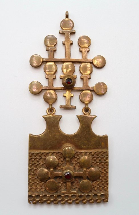 P. Sarpaneva Brass and Garnet Pendant 