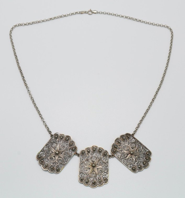 Sterling Silver 3 Panel Necklace