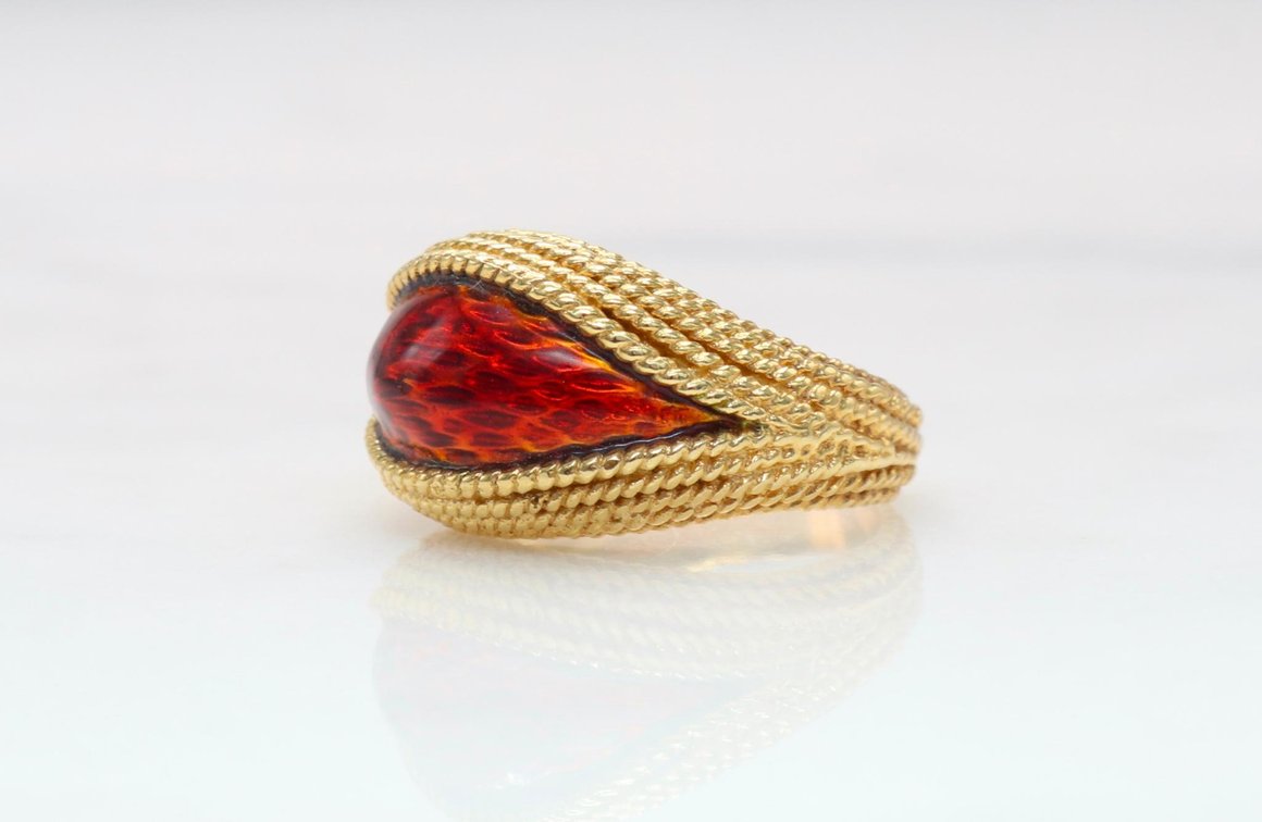 14k Gold and Enamel Ring 