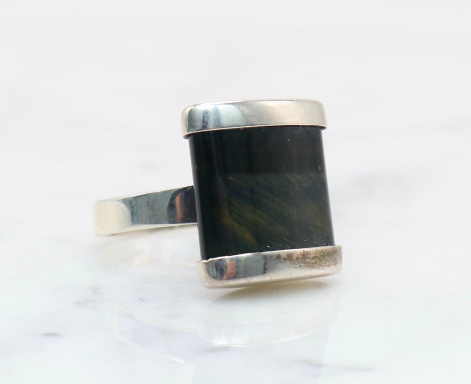 Sterling and Blue Tigers Eye Ring