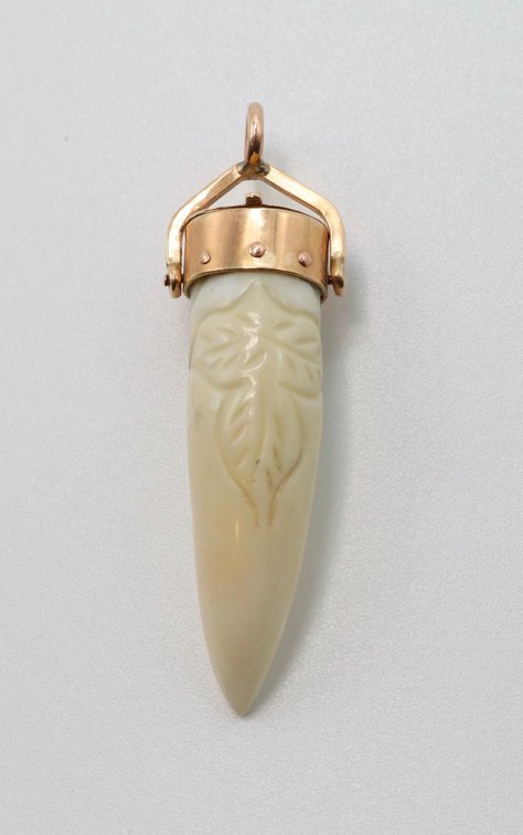 14K Gold and Carved Tooth Charm