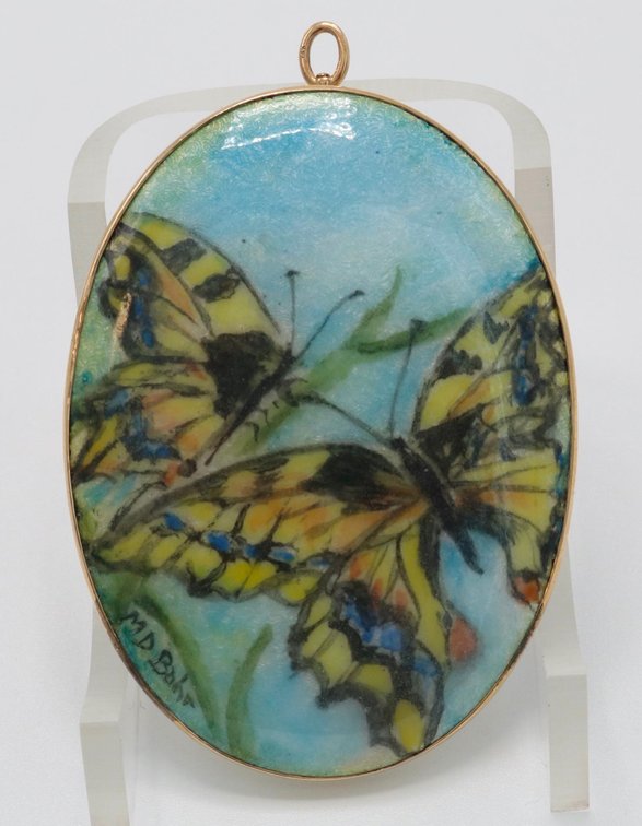 14k Gold and Enamel Brooch/Pendant
