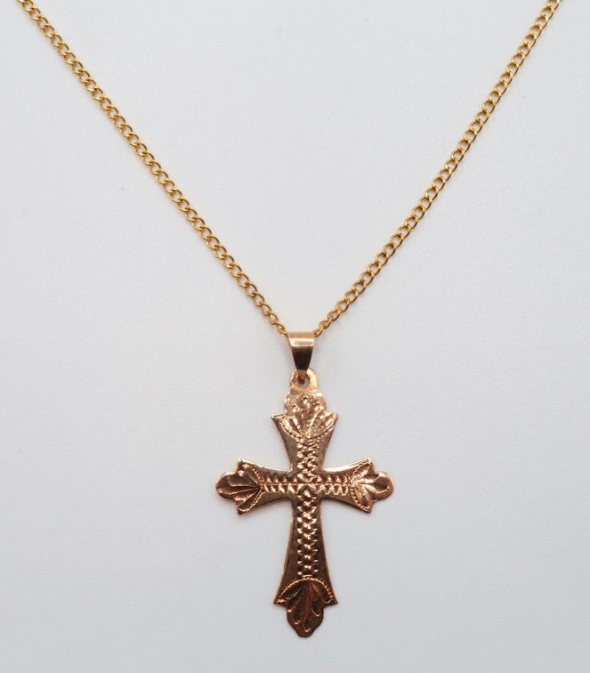 14K Gold Cross on GF Chain