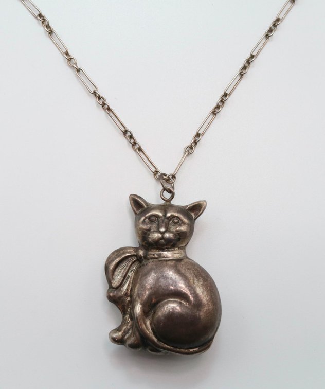 Sterling Silver Chain with Cat Pendant