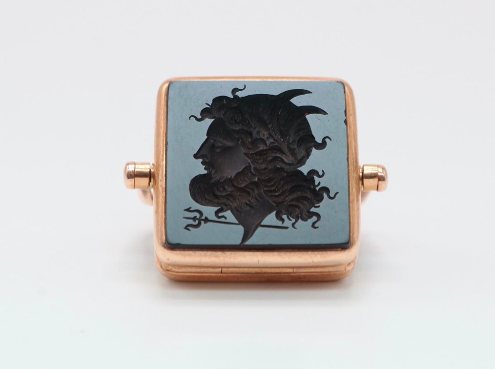 18K Gold Blood Stone Intaglio Watch Fob