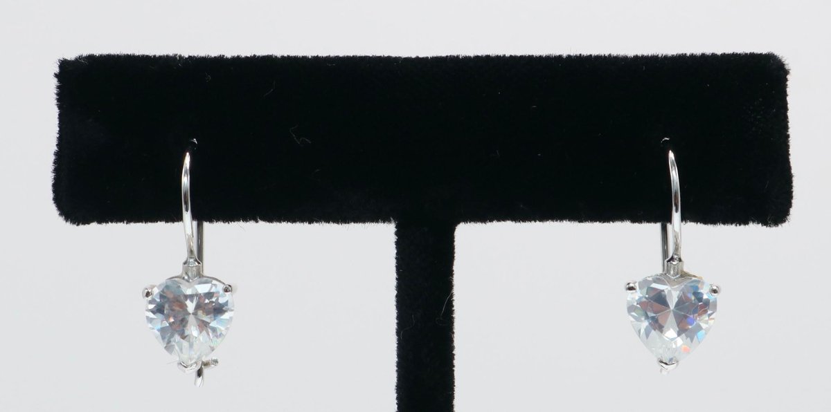 Sterling Silver and Heart Shaped Sapphire Earrings  