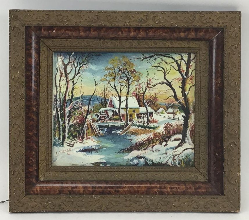 Watercolor of Snowy Landscape 