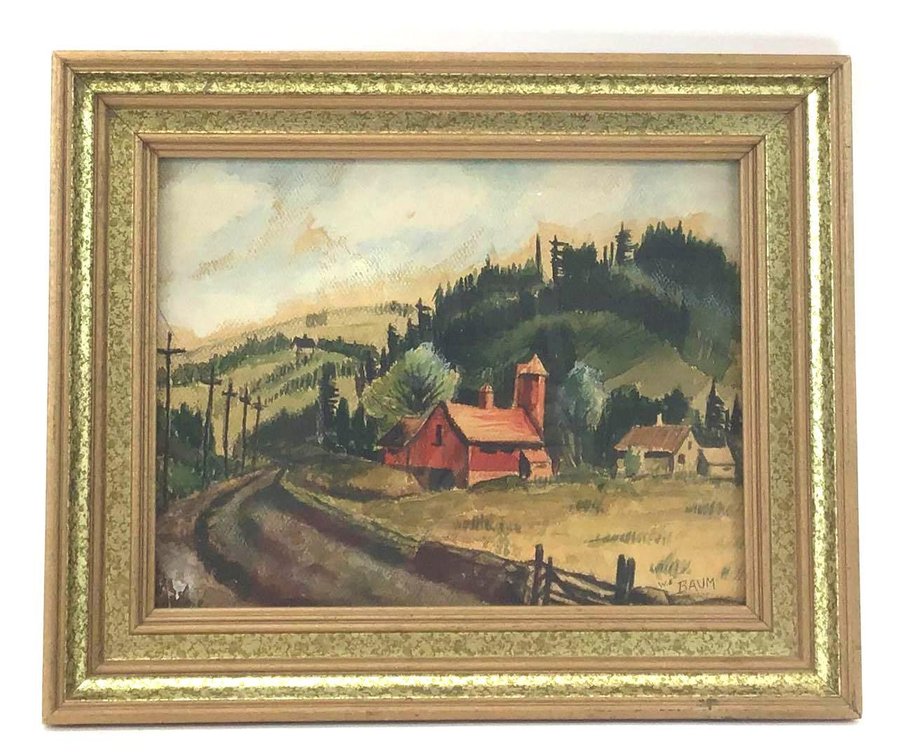 Watercolor of Rural Landscape 