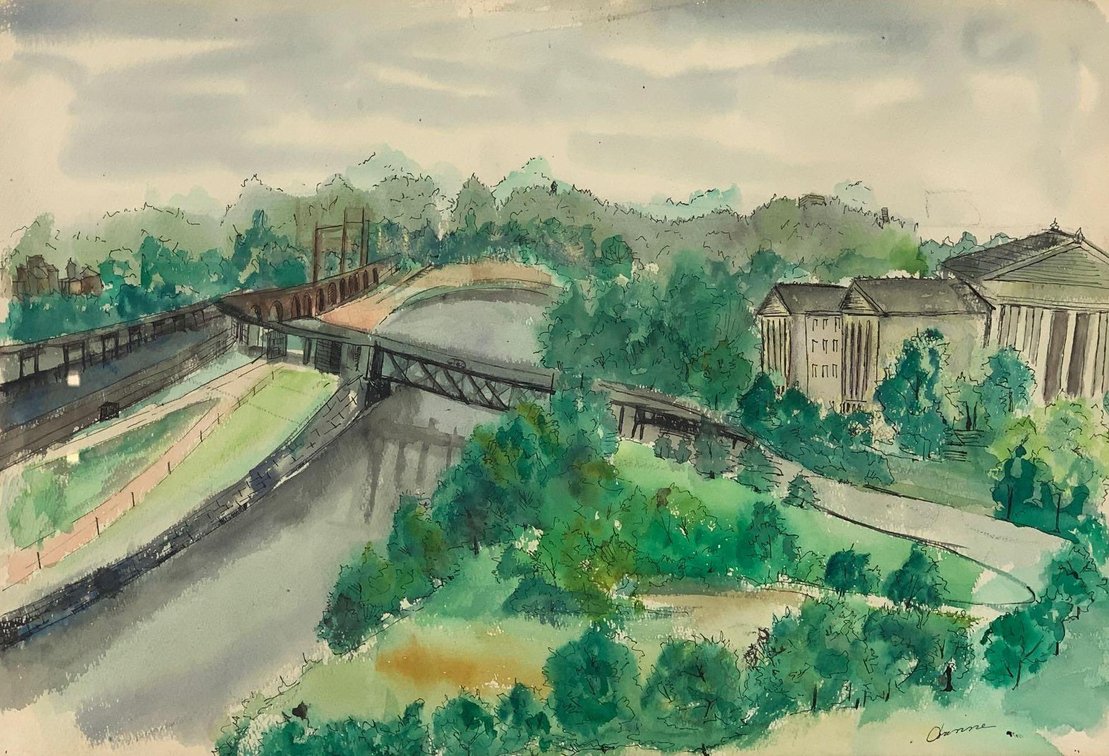 Watercolor of Philadelphia Museum of Art