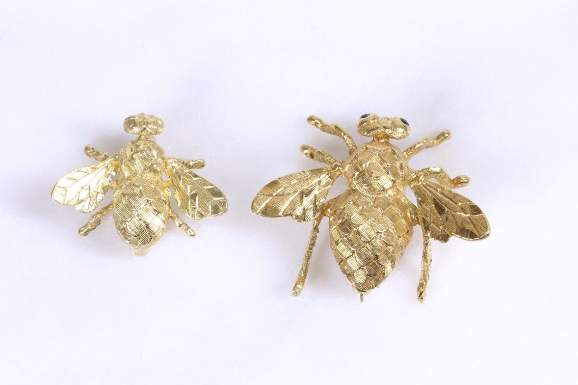 18KY Gold Bee Insect Pins