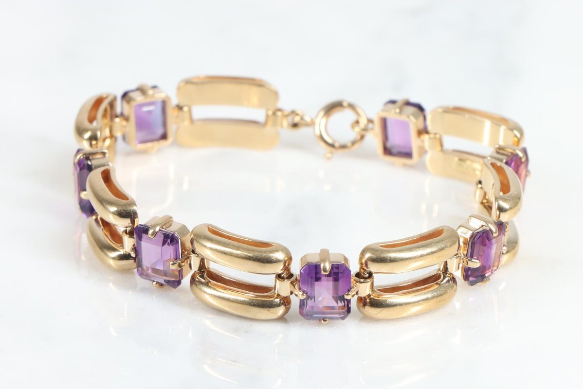 14KY Gold Amethyst Bracelet