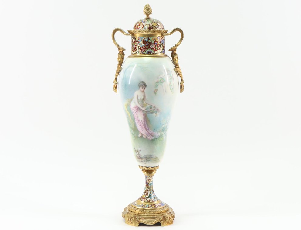 Sevres Type Champleve Ormolu Mounted Vase