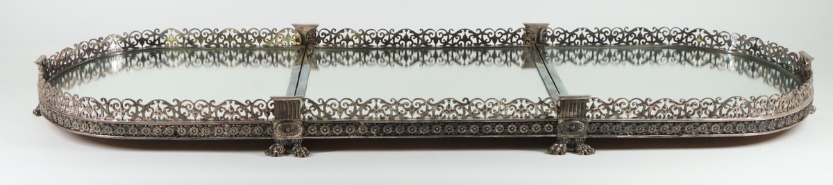 Monumental Silver Plate Mirror Plateau
