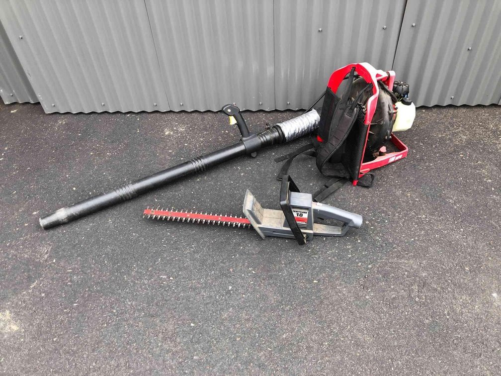 Homelite Backpack Blower and Sears Hedge Trimmer