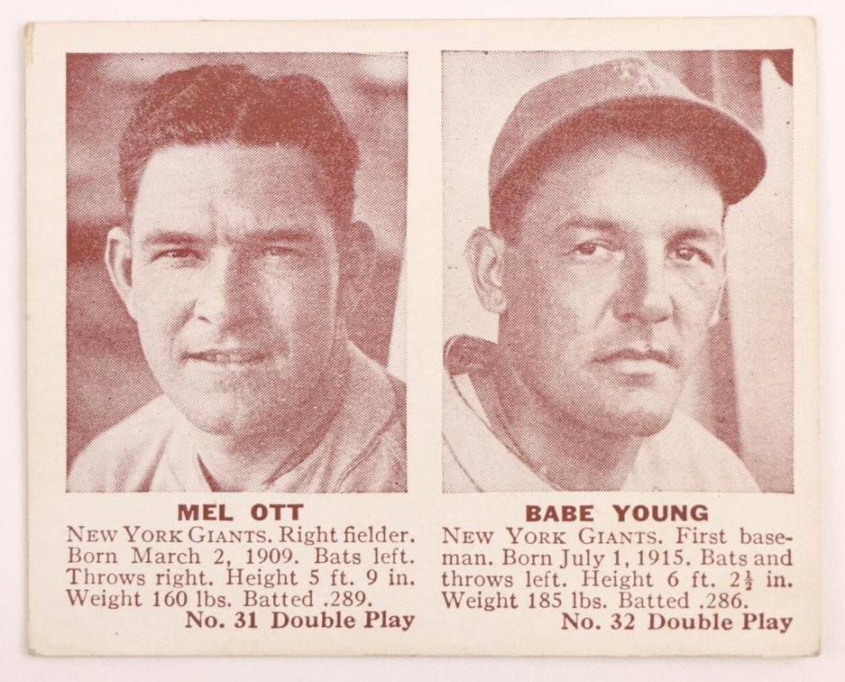 1942 Double Play Mel Ott baseball card