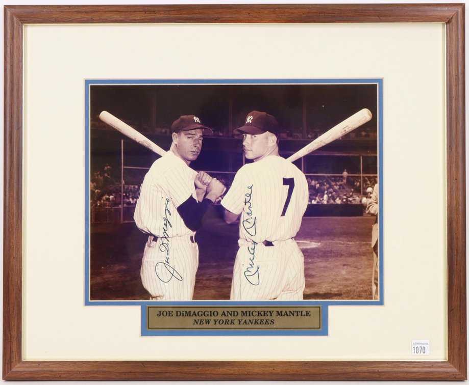 Joe DiMaggio & Mickey Mantle autographed baseball photo