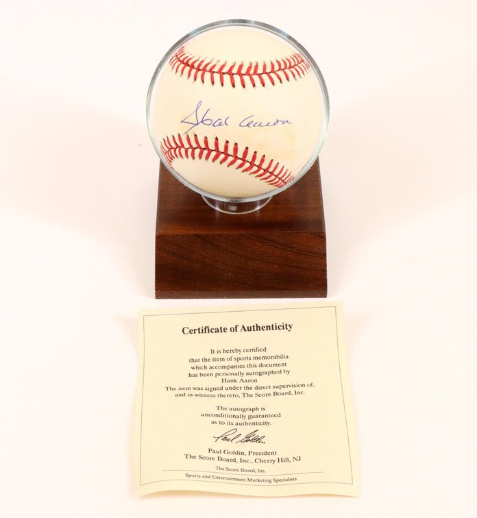 Hank Aaron autographed baseball