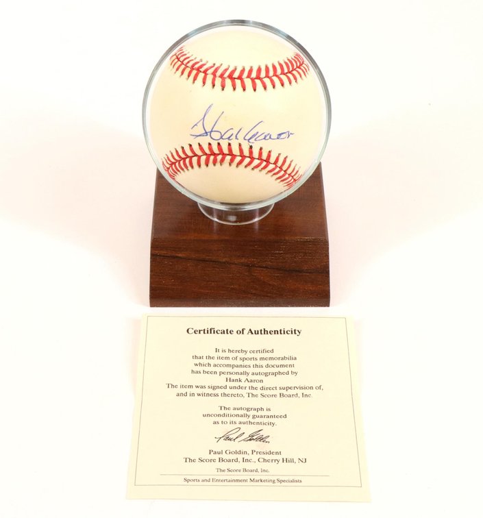 Hank Aaron autographed baseball