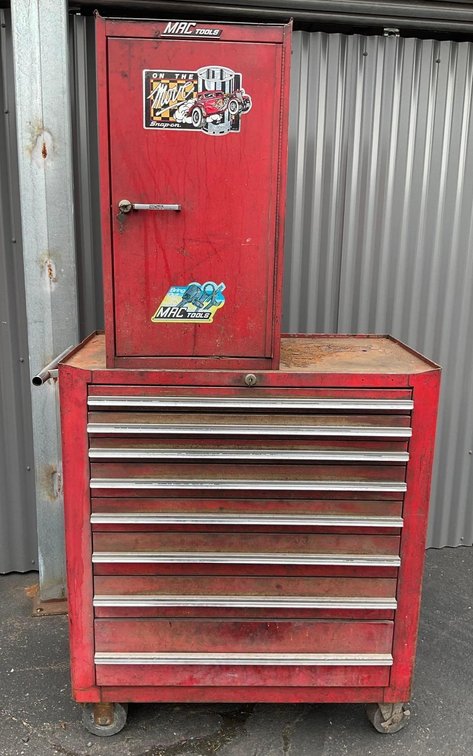 Tool Cabinet with Assorted Tools & Mac Tool Kit 