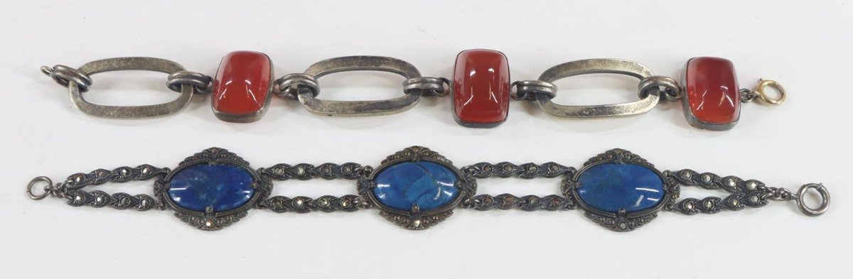 Silver, Lapis, Carnelian Bracelets