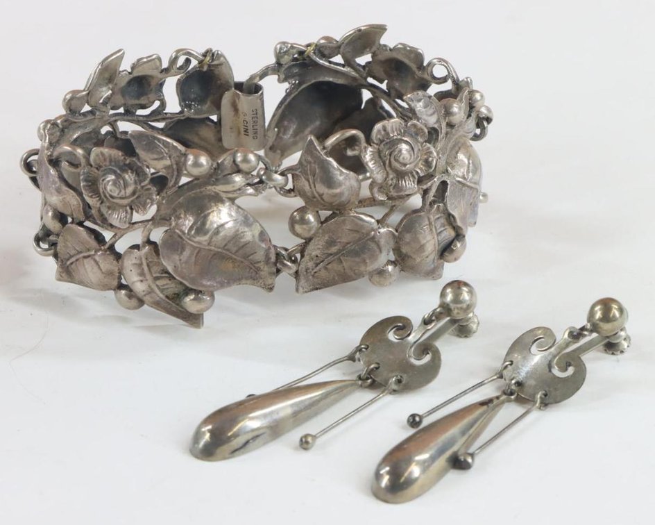 Sterling Silver Bracelet, Earrings