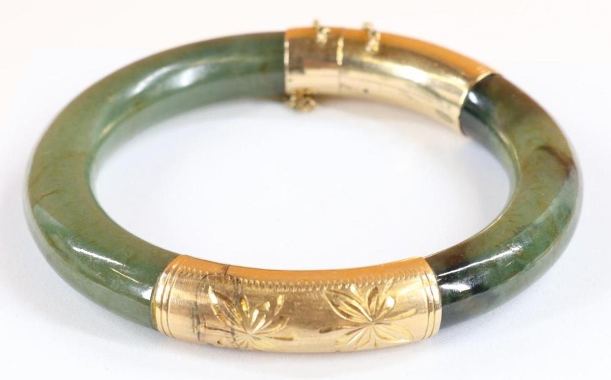 12KY Gold Jade Bracelet