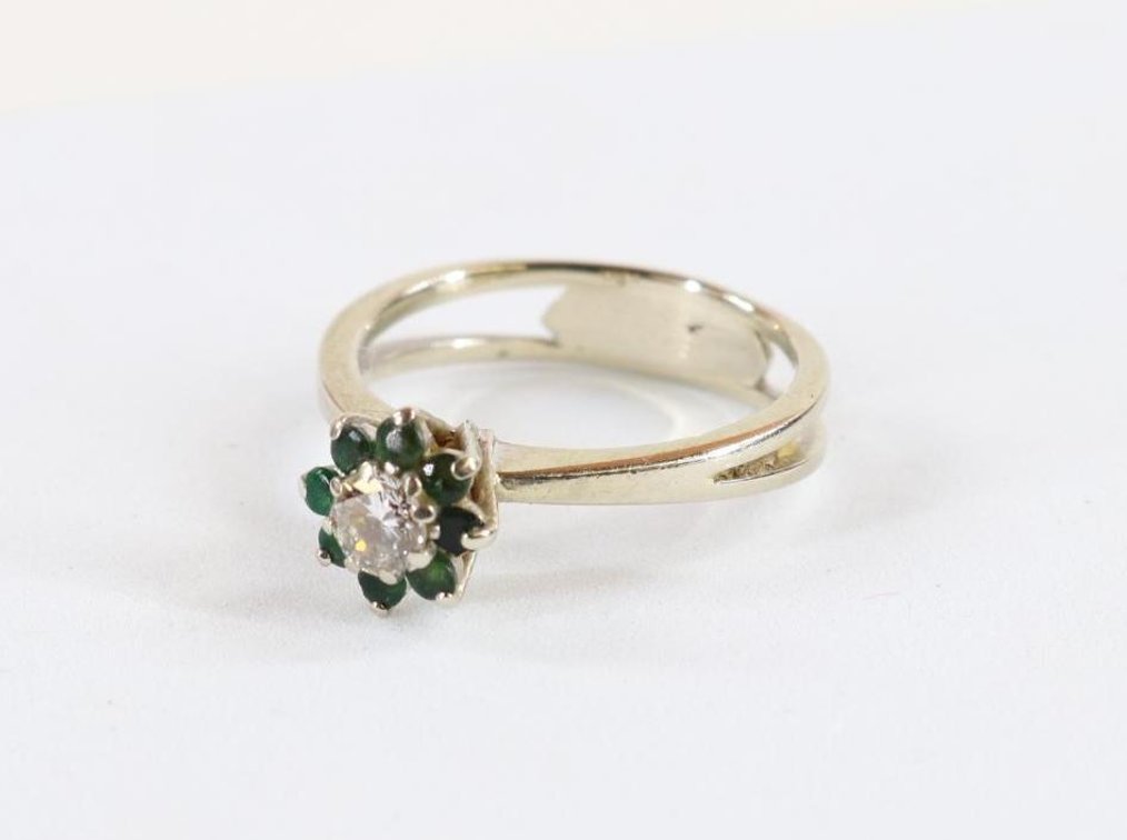 14KW Gold Emerald and Diamond Ring