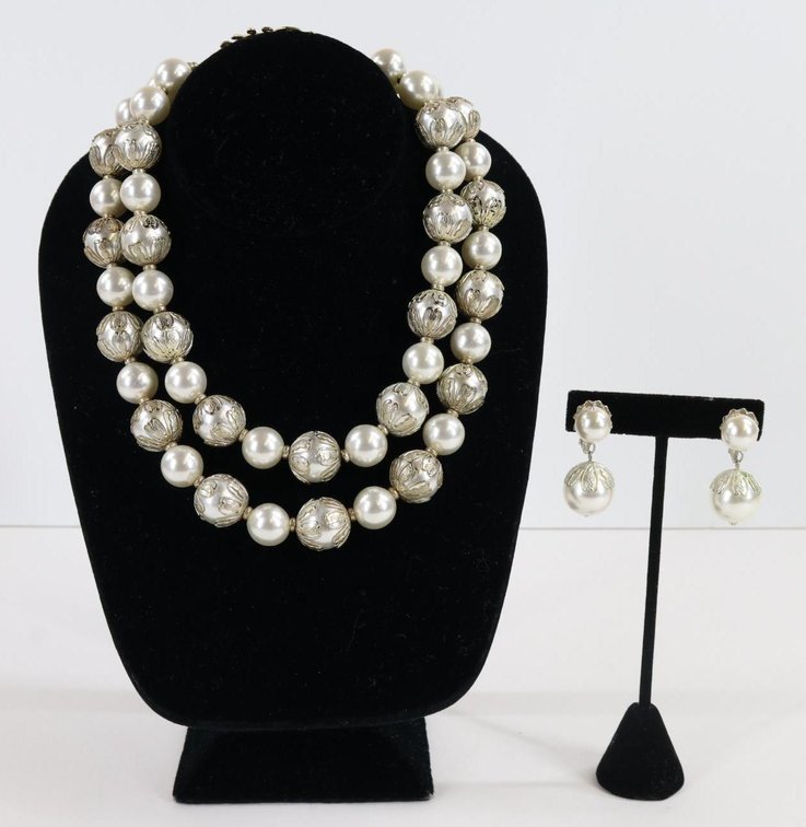 Miriam Haskell Necklace, Earrings