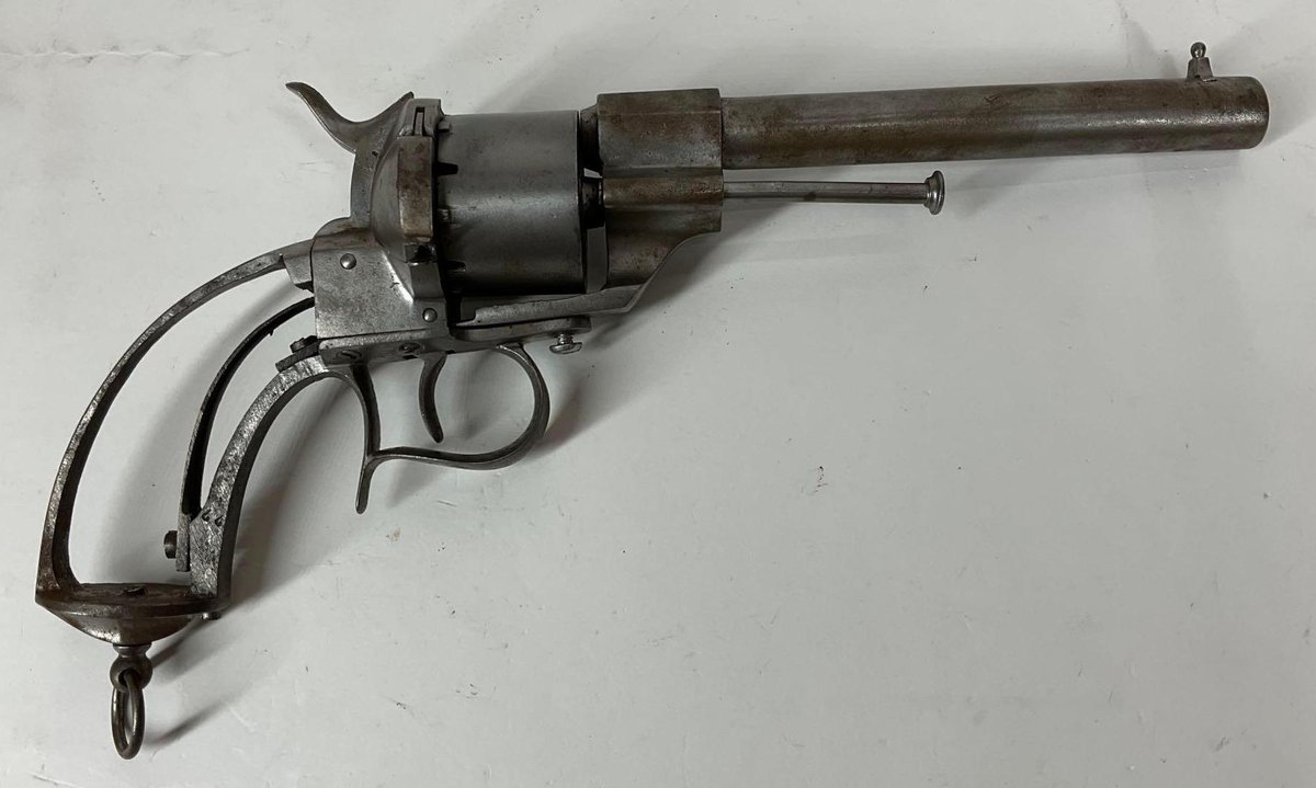 Antique European Pin Fire Single Action Revolver