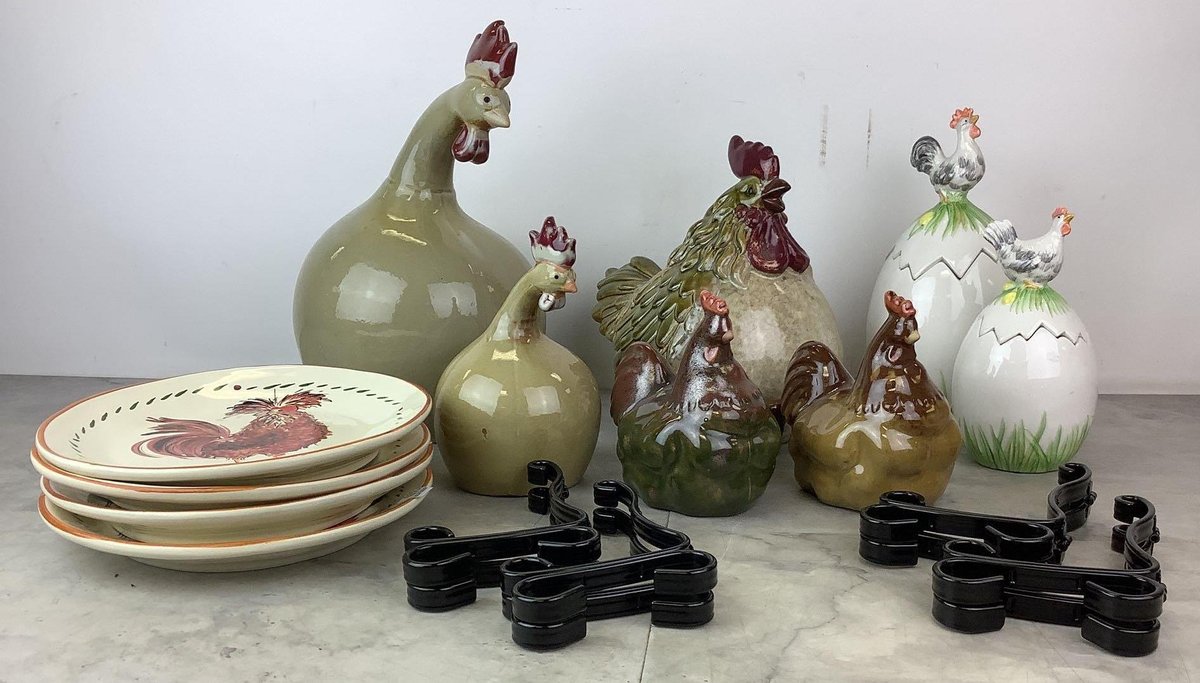 Chickens, and Williams and Sonoma Rooster Plates 
