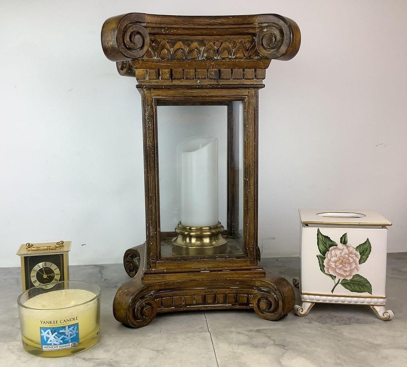 Decorative Lantern, Clock and Candle