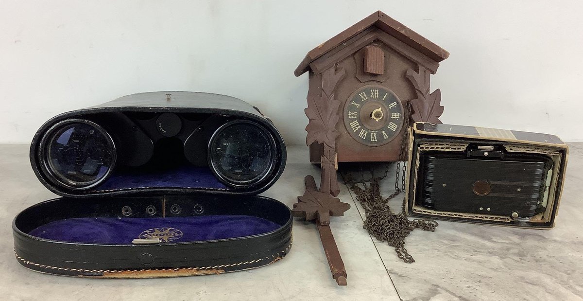 Binoculars, Cuckoo Clock & Kodak Camera