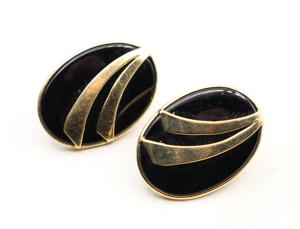 14KY Gold Onyx Earrings