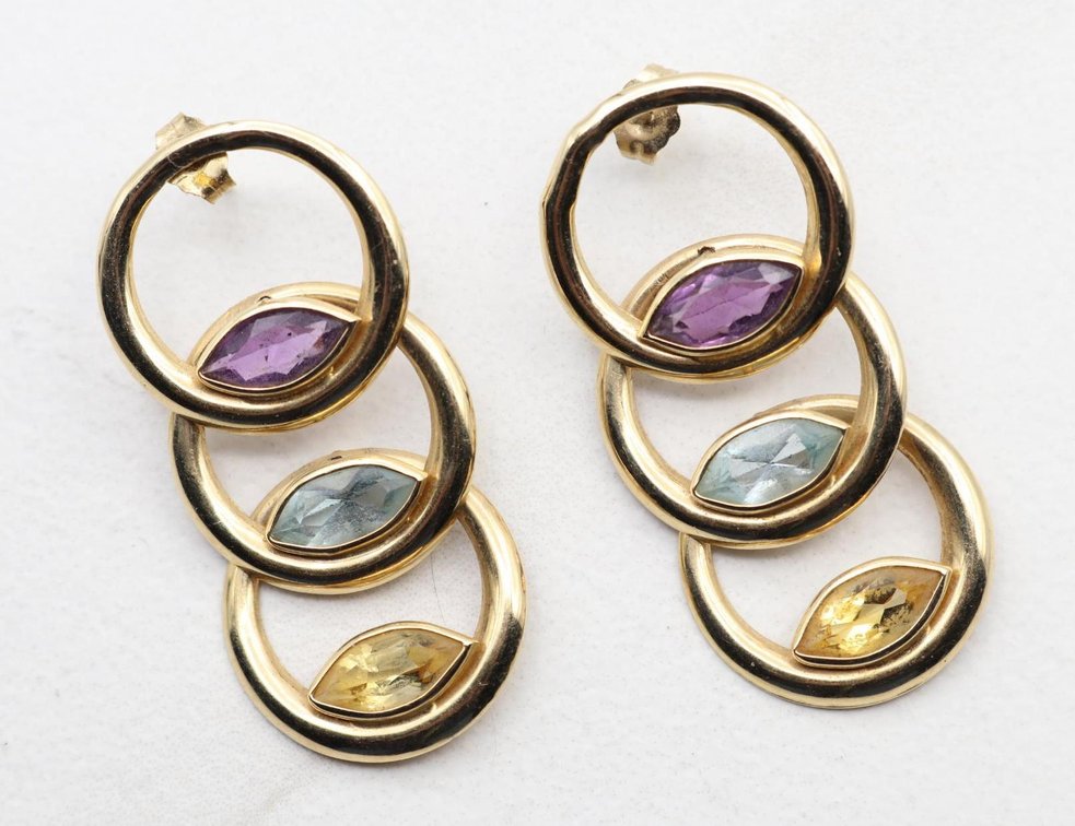 14KY Gold Gemstone Earrings