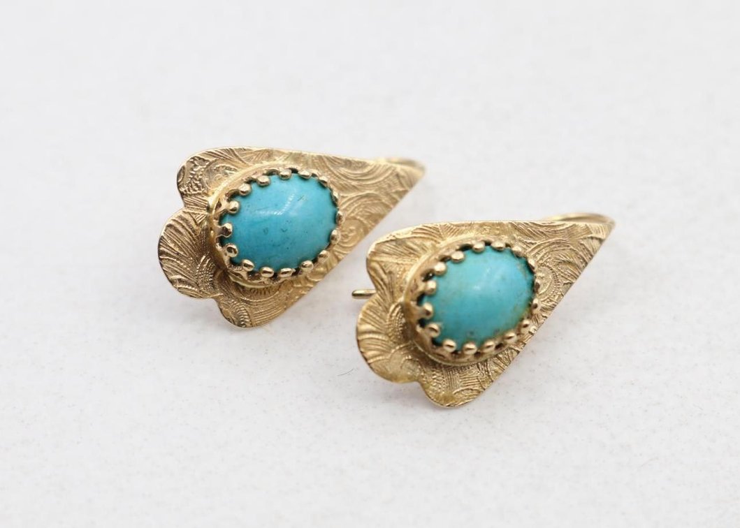 14KY Gold Turquoise Earrings