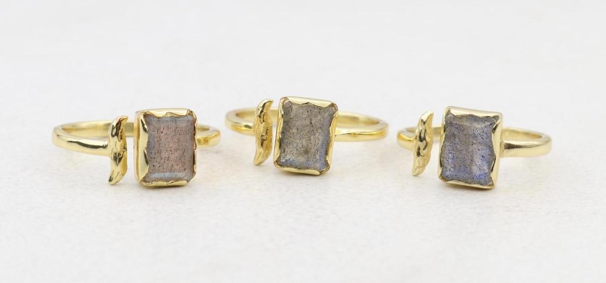 Sterling Silver Gold Plated Labradorite Rings