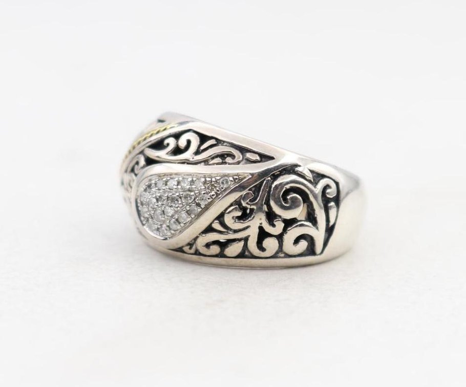 Sterling Silver 18KY Gold Diamond Ring