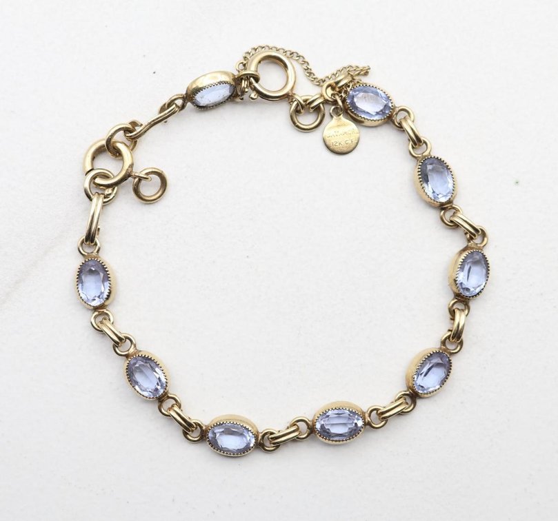 Gold Filled Blue Glass Bracelet